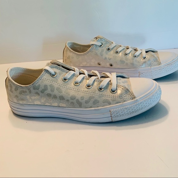 Converse Silver Metallic Leopard Print Tennis Shoe - Picture 8 of 15